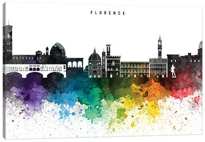 Florence Skyline Rainbow Style Canvas Art Print - Florence Art