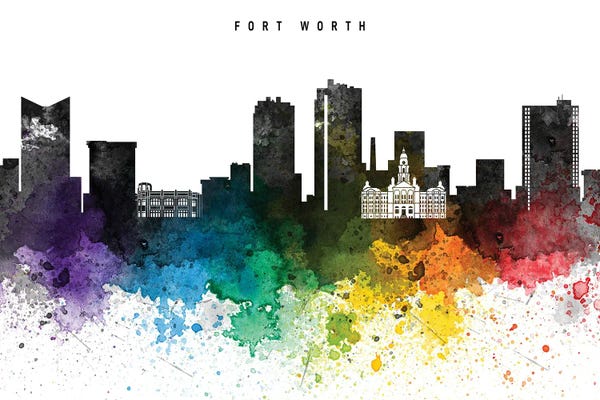 Canvas Print: Fort Worth Skyline Rainbow Style by WallDecorAddict
