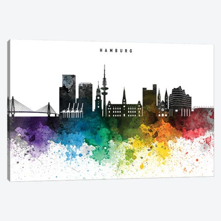 Hamburg Skyline Rainbow Style Canvas Print #WDA2498} by WallDecorAddict Art Print