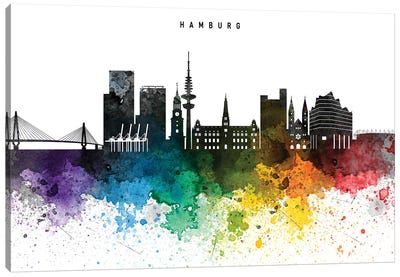 Hamburg Skyline Rainbow Style Canvas Art Print - Hamburg