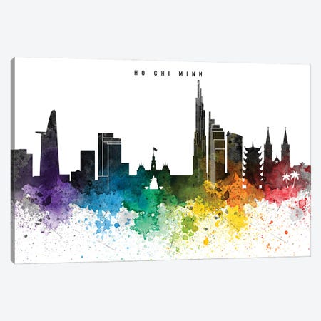 Ho Chi Skyline Rainbow Style Canvas Print #WDA2499} by WallDecorAddict Canvas Print
