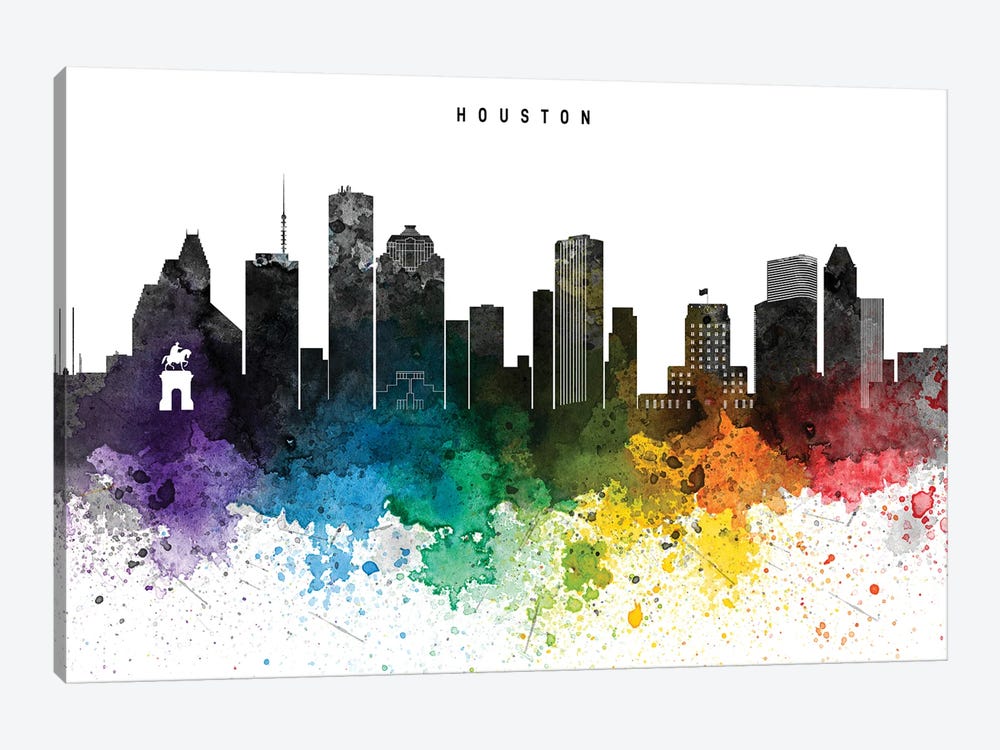 Houston Skyline Rainbow Style by WallDecorAddict 1-piece Canvas Artwork