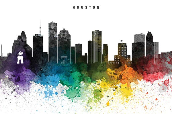 Canvas Print: Houston Skyline Rainbow Style by WallDecorAddict