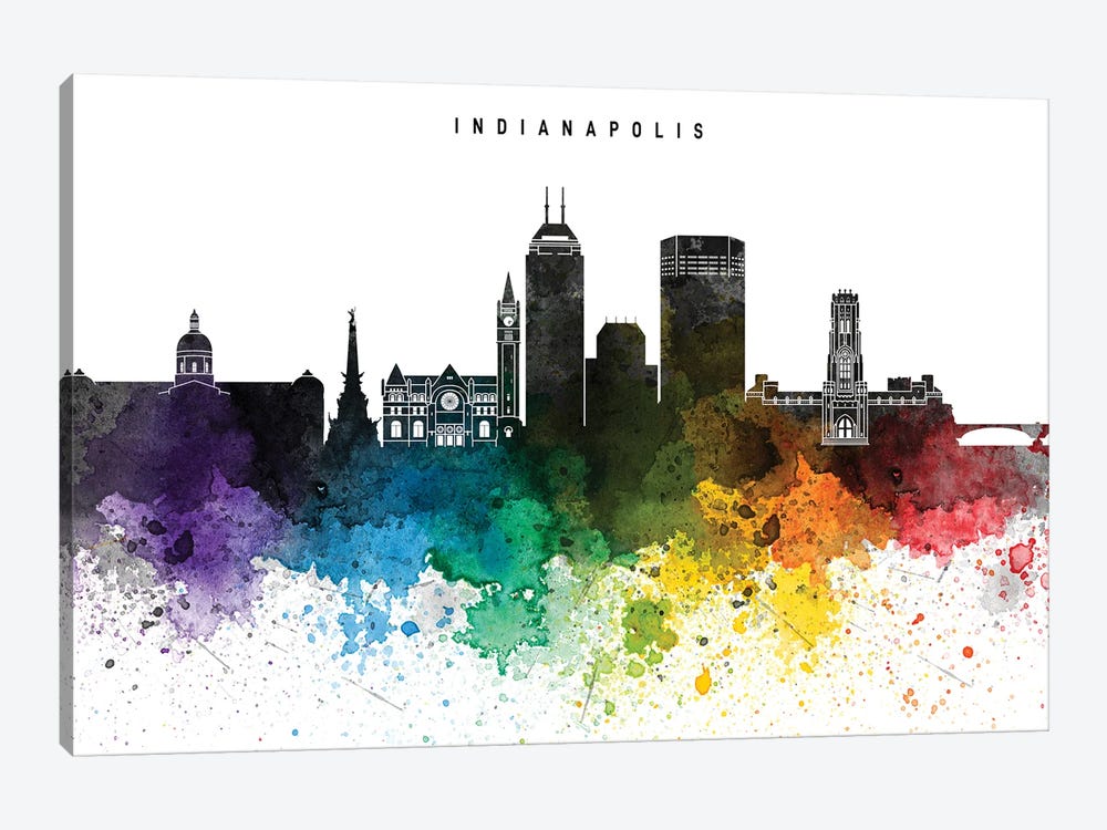 Indianapolis Skyline Rainbow Style by WallDecorAddict 1-piece Art Print