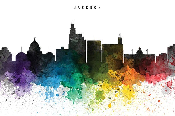 Mississippi: Jackson Mi Skyline Rainbow Style by WallDecorAddict