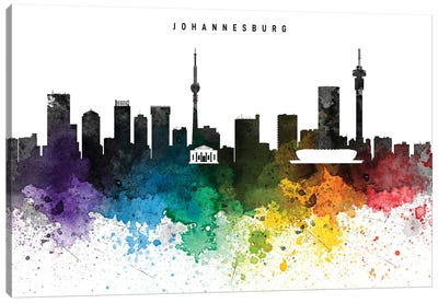Johannesburg Skyline, Rainbow Style Canvas Art Print - South Africa