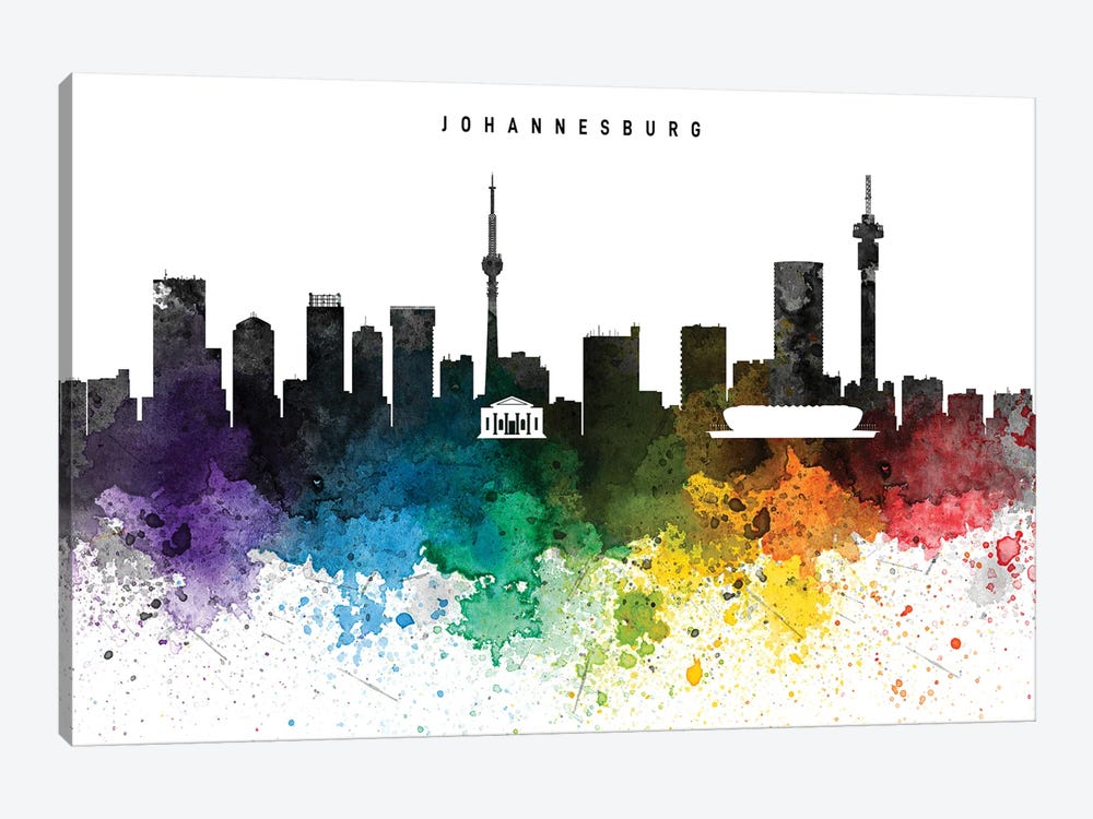 Johannesburg Skyline, Rainbow Style by WallDecorAddict 1-piece Art Print