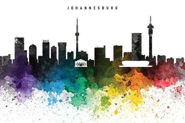 South Africa: Johannesburg Skyline, Rainbow Style by WallDecorAddict