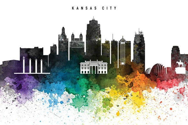 Kansas City Skylines: Kansas Skyline, Rainbow Style by WallDecorAddict