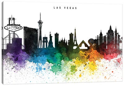 Las Vegas Skyline, Rainbow Style Canvas Art Print - Las Vegas Art