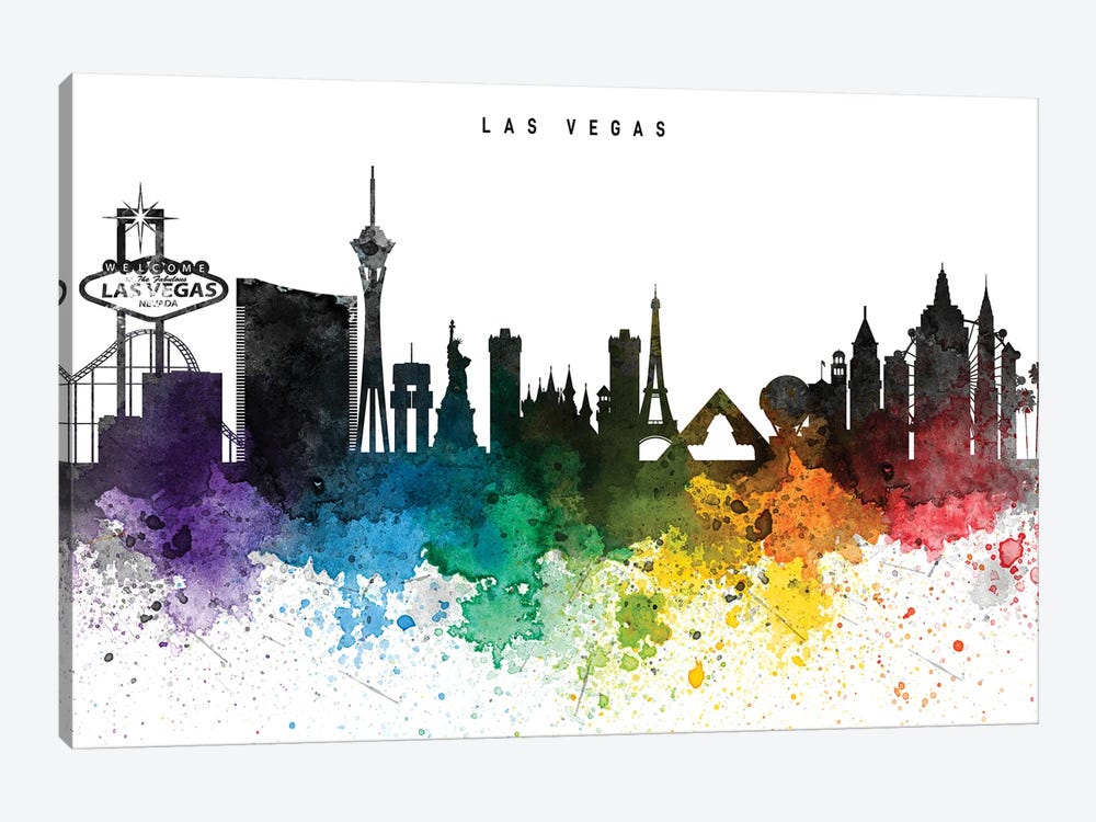 Las Vegas Skyline, Rainbow Style by WallDecorAddict 1-piece Art Print