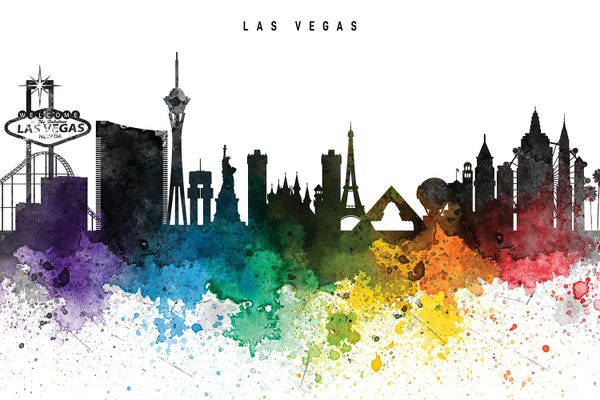 Las Vegas: Las Vegas Skyline, Rainbow Style by WallDecorAddict