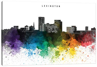 Lexington Skyline, Rainbow Style Canvas Art Print - Kentucky Art