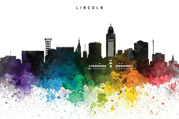 Nebraska: Lincoln Skyline, Rainbow Style by WallDecorAddict