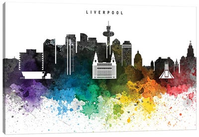 Liverpool Skyline, Rainbow Style Canvas Art Print - Liverpool