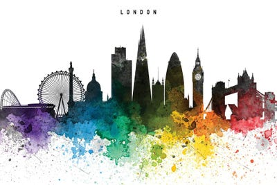 London Skyline, Rainbow Style by WallDecorAddict canvas print