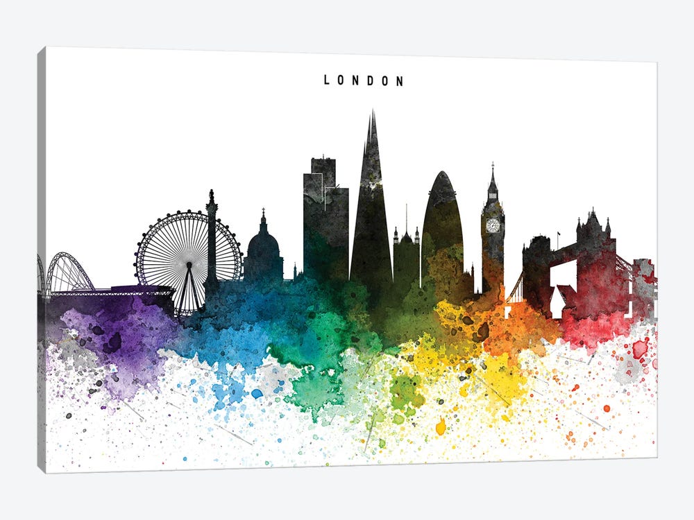 London Skyline, Rainbow Style by WallDecorAddict 1-piece Canvas Art