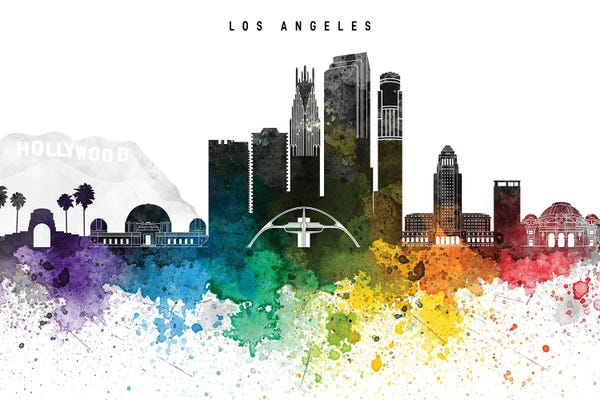 Los Angeles: Los Angeles Skyline, Rainbow Style by WallDecorAddict