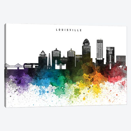 Louisville Skyline, Rainbow Style Canvas Print #WDA2515} by WallDecorAddict Canvas Art Print