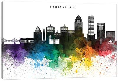 Louisville Skyline, Rainbow Style Canvas Art Print - Louisville