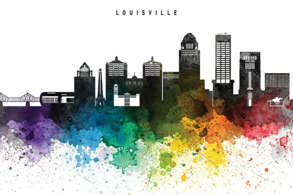 Kentucky: Louisville Skyline, Rainbow Style by WallDecorAddict
