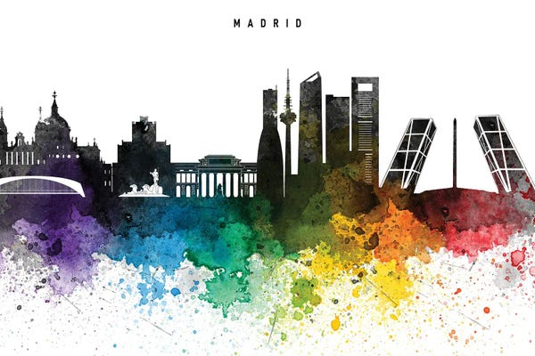 Community Of Madrid: Madrid Skyline, Rainbow Style by WallDecorAddict