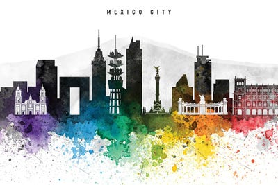Mexico City Skyline, Rainbow Style by WallDecorAddict multi panel art