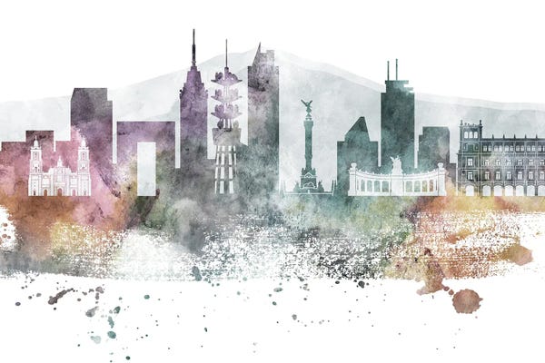 Mexico City: Mexico City Pastel Skylines by WallDecorAddict