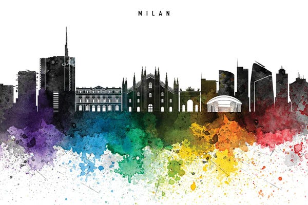 Lombardy: Milan Skyline, Rainbow Style by WallDecorAddict