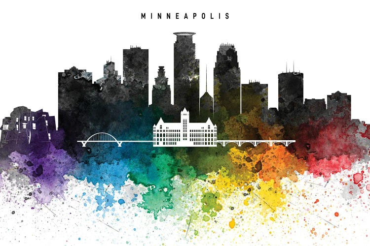 Minneapolis Skyline, Rainbow Style by WallDecorAddict wall art