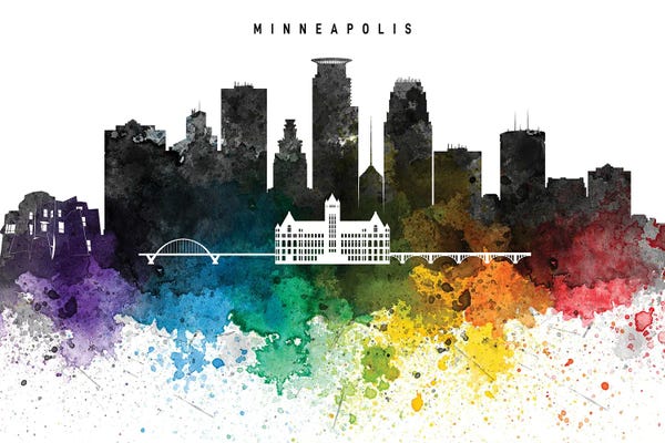 WallDecorAddict: Minneapolis Skyline, Rainbow Style by WallDecorAddict