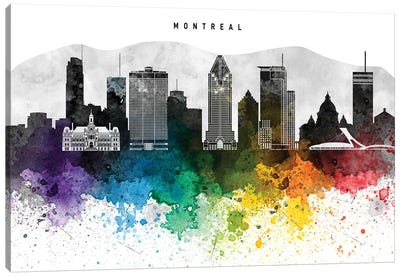 Montreal Skyline, Rainbow Style Canvas Art Print