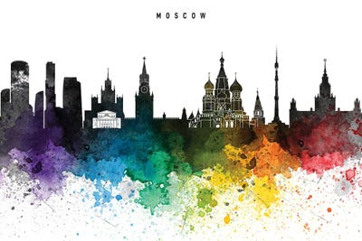 Moscow Skyline, Rainbow Style by WallDecorAddict multi panel art