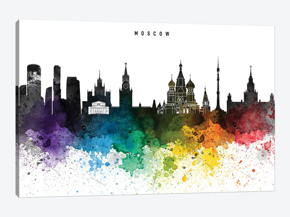 Moscow Skyline, Rainbow Style by WallDecorAddict 1-piece Art Print