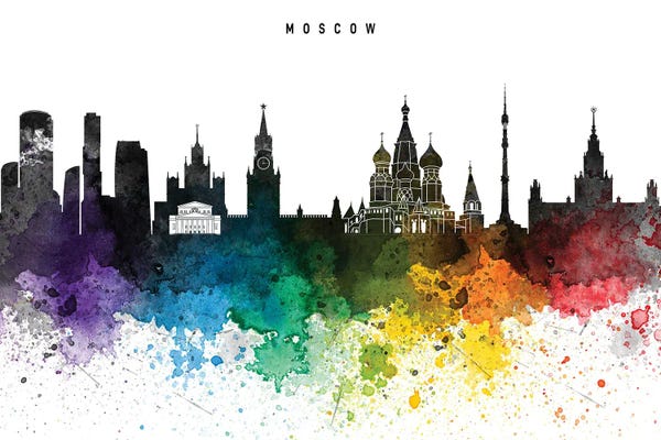 Russia: Moscow Skyline, Rainbow Style by WallDecorAddict
