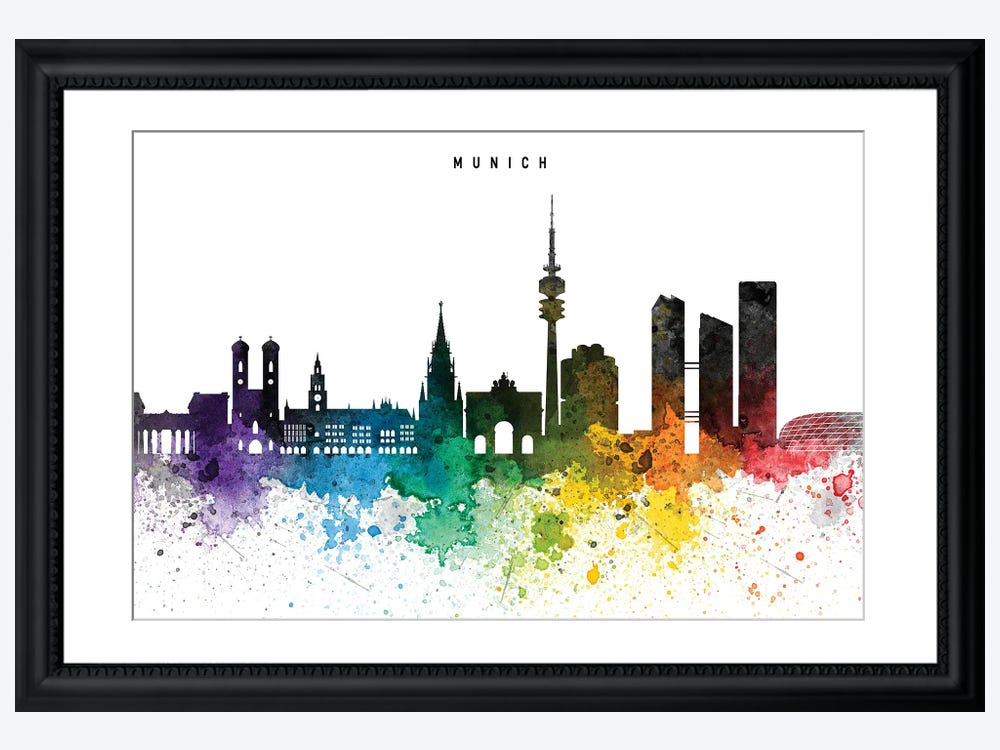 Munich Skyline, Rainbow Style Can Canvas | Print - Art WallDecorAddict