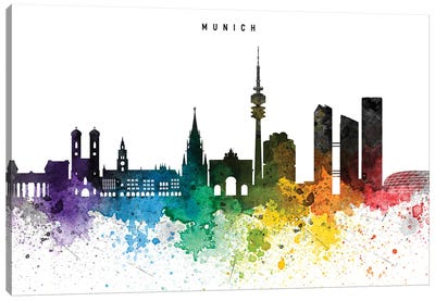 Munich Skyline, Rainbow Style Canvas Art Print - Munich Art