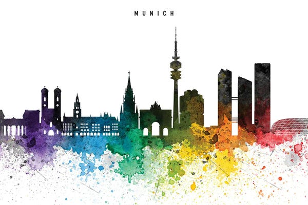 Bavaria: Munich Skyline, Rainbow Style by WallDecorAddict