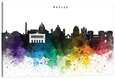 Naples Skyline, Rainbow Style Canvas Art Print - WallDecorAddict