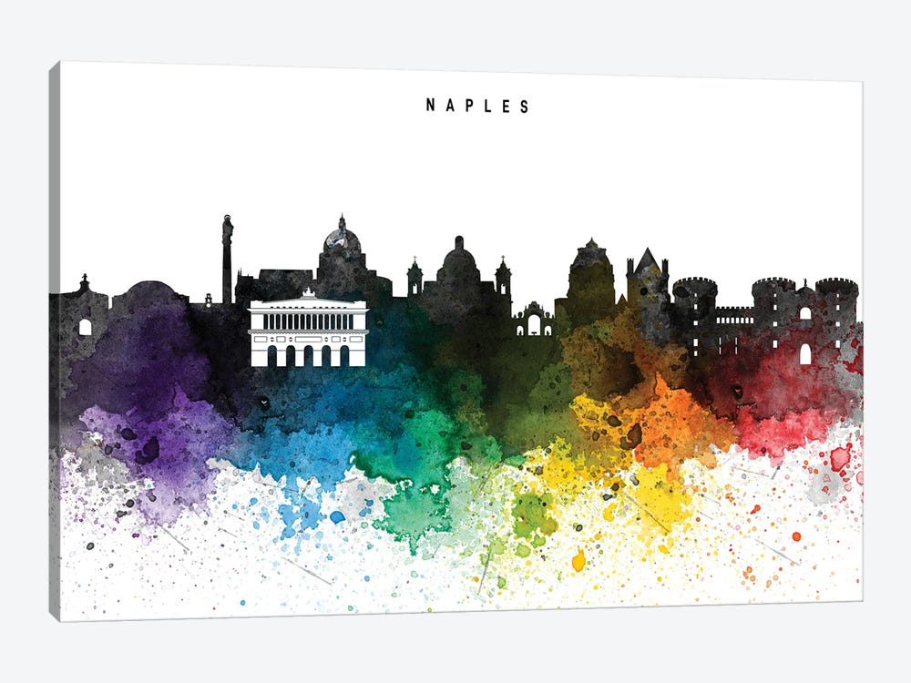 Naples Skyline, Rainbow Style by WallDecorAddict 1-piece Canvas Art Print