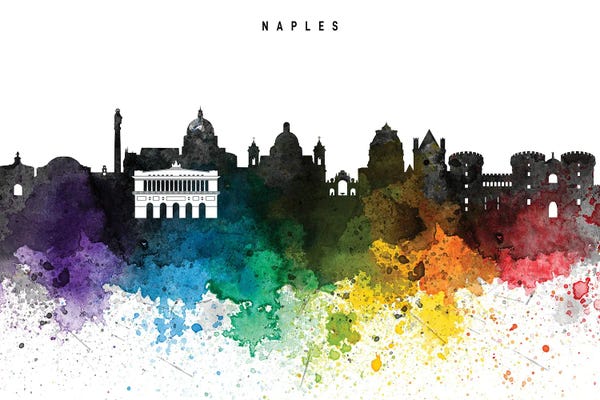 Naples: Naples Skyline, Rainbow Style by WallDecorAddict