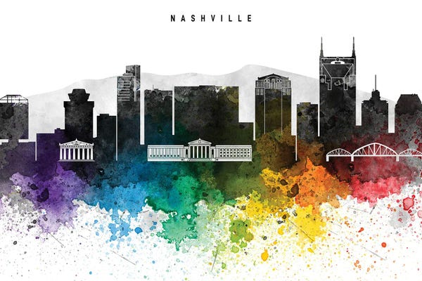 Tennessee: Nashville Skyline, Rainbow Style by WallDecorAddict