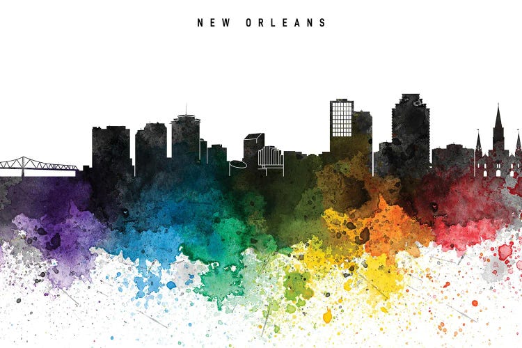 New Orleans Skyline, Rainbow Style by WallDecorAddict wall art