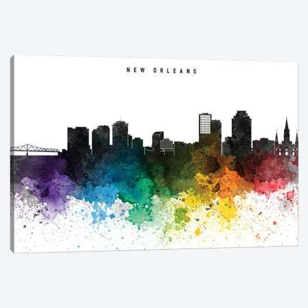 New Orleans Skyline, Rainbow Style Canvas Print #WDA2529} by WallDecorAddict Canvas Print
