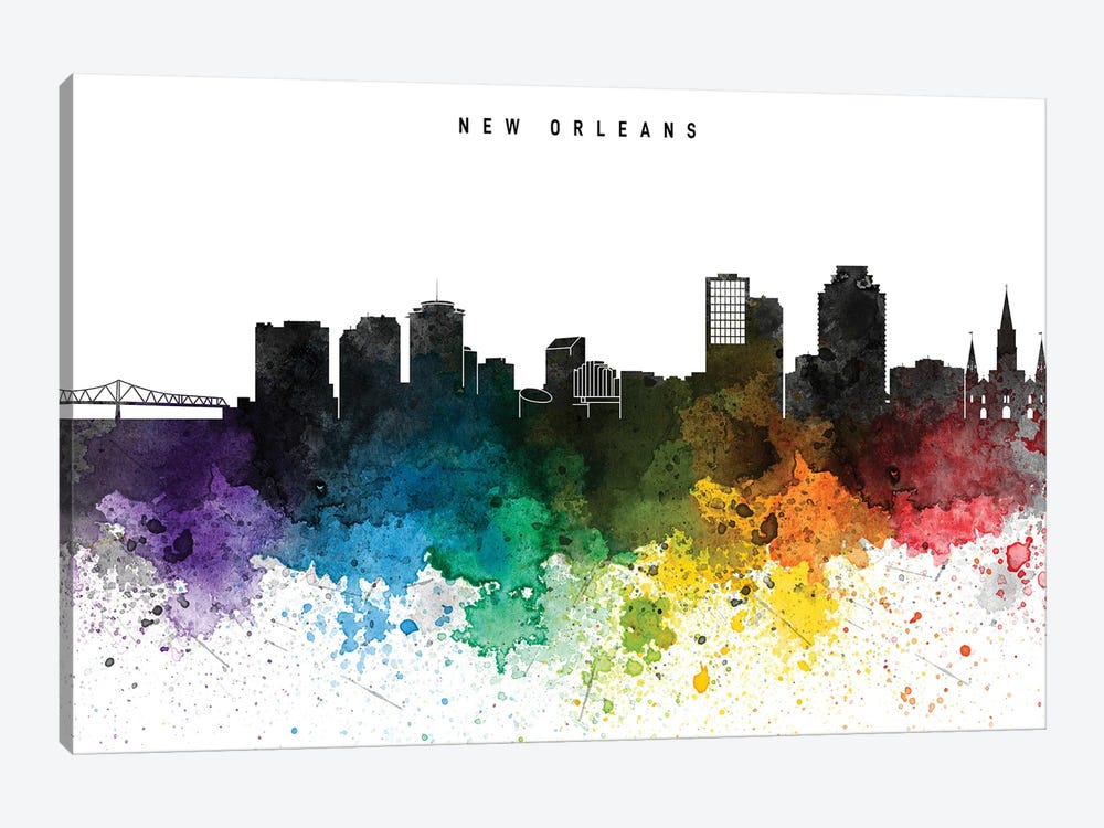 New Orleans Skyline, Rainbow Style by WallDecorAddict 1-piece Art Print