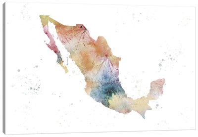 Mexico Nature Watercolor Canvas Art Print - Country Maps
