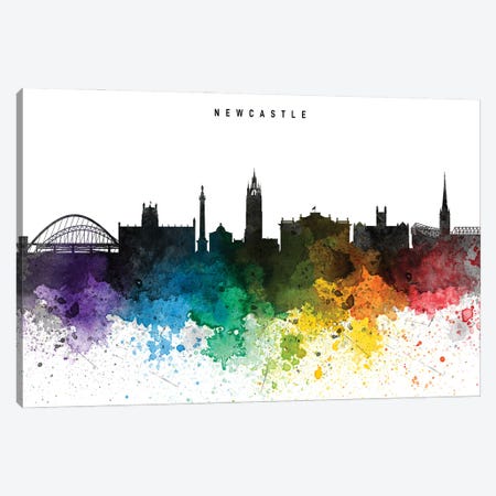 Newcastle Skyline, Rainbow Style Canvas Print #WDA2531} by WallDecorAddict Canvas Art