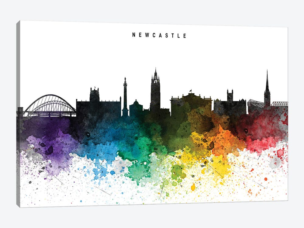 Newcastle Skyline, Rainbow Style by WallDecorAddict 1-piece Canvas Artwork