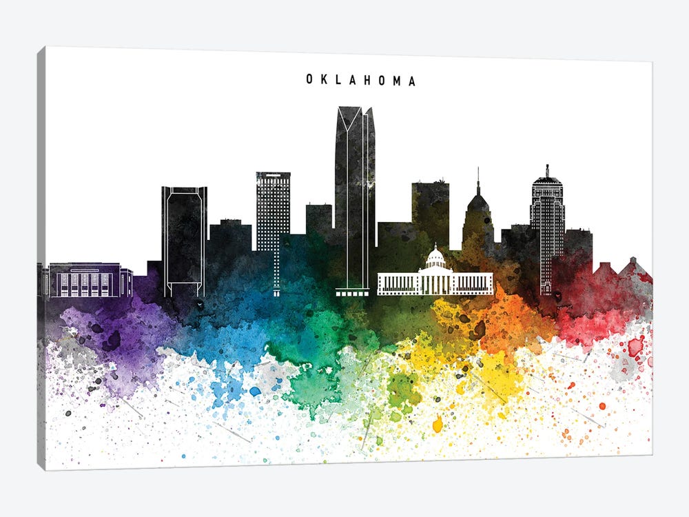 Oklahoma Skyline, Rainbow Style by WallDecorAddict 1-piece Canvas Print