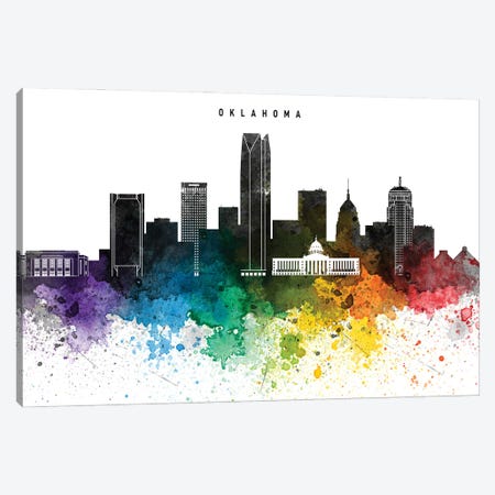 Oklahoma Skyline, Rainbow Style Canvas Print #WDA2532} by WallDecorAddict Canvas Art